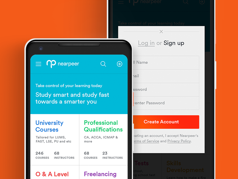 Nearpeer - Landing Page mobile panel nearpeer edtech education