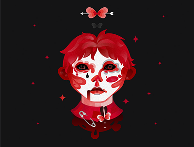 ✦ Dreams in red ✦ design dream dreamy dribbble face illusion illustartor illustration red vector