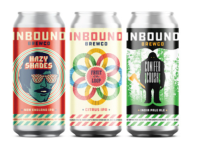 Beer can label designs for Inbound Brewco beer design beer label design branding graphic design packa package design print
