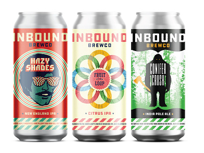 Beer can label designs for Inbound Brewco