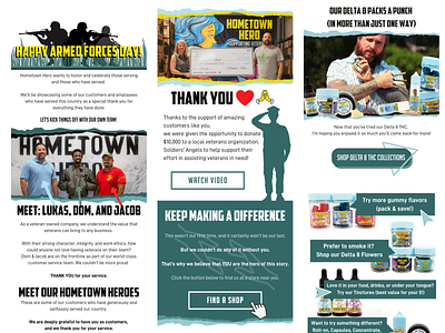 Hometown Hero email feature #1 armedforcesday design donation email graphic design postpurchase