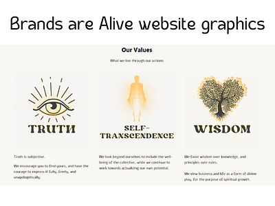 Brands are Alive Website graphics, Our Values brandsarealive.com