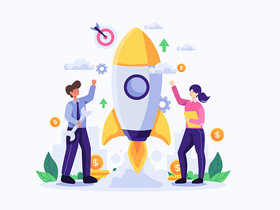 Business Launching Flat Illustration adobe illustrator business design flat header illustration illustration launching ui ui design vector