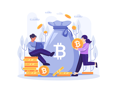 Bitcoin Investment Flat Illustration adobe illustrator bitcoin cryptocurrency flat header illustration illustration ui ui design vec vector