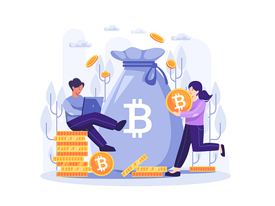 Bitcoin Investment Flat Illustration