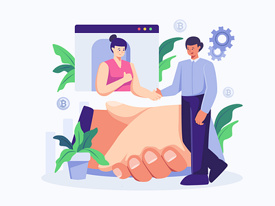 Remote Work Together Flat Illustration