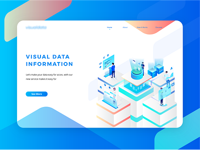 Visually - Access Your Data Anytime Anywhere blue cloud data header illustration illustration isometric server ui vector web website