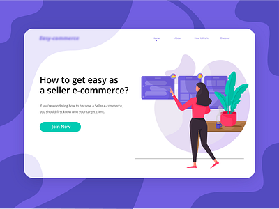 Sellery - Get Easy as an e-Commerce Seller Header Ilustration buy character client female flat freelance girl header illustration illustration marketplace purple rating red sell seller ui vector web website