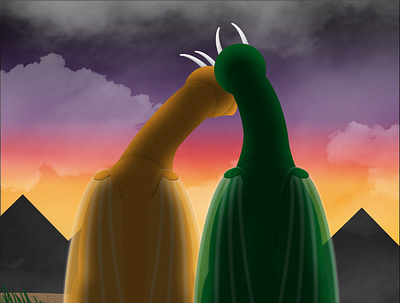 Watching the Sunset digital art illustration