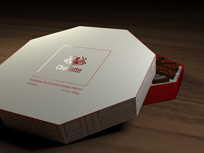 Charlotte chocolates branding identity logo packaging product render
