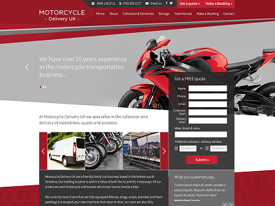 Motorcycle Delivery web design