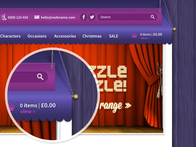 Website Header ecommerce header pink purple website
