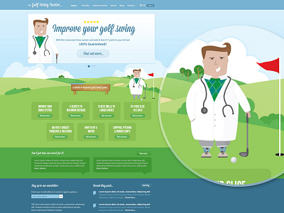 Golf Swing Doctor E-book website character golf green illustration website