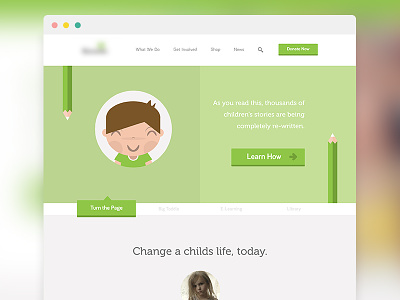 Charity / WIP charity children clean flat green homepage light minimal wip