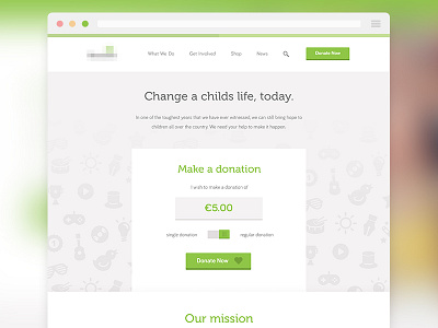 Donations / WIP charity children clean flat green homepage light minimal wip