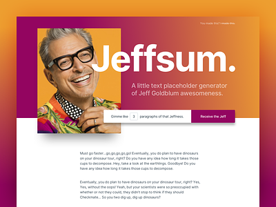 Jeffsum. fun jeff jeff goldblum jeffsum lorem ipsum there it is