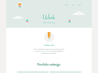 Portfolio / Work clean flat green homepage light minimal wip