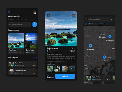 Travel App | Dark Mode app design ui