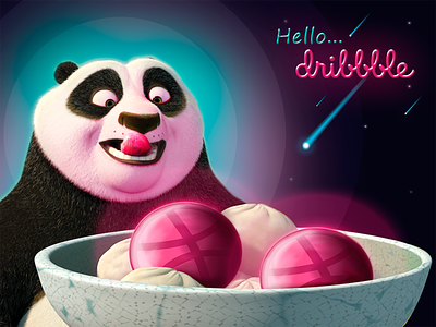 Hello Dribbble design dribbble first design first shot graphic design hello dribbble invite latest lets start panda poster