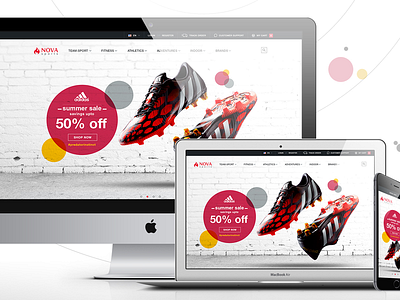 Nova Sports - Web Concept app application concept design illustration mobile red responsive shot sports ui visual design web