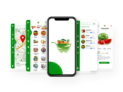 Grocery Shope app branding design icon illustration logo typography ui ux vector