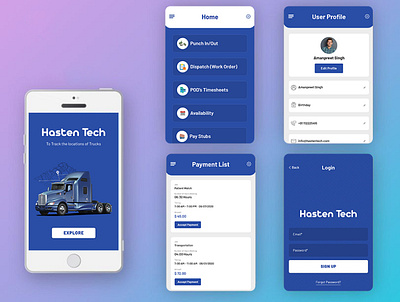 Truck Tracking App Screens /Designs app apps screen branding creative design develop graphic design screen ui vector