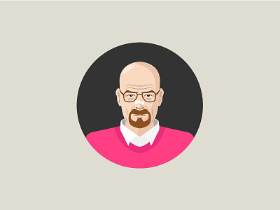 Walter White avatar breaking bad character drama face flat icon illustration man portrait vector walter white