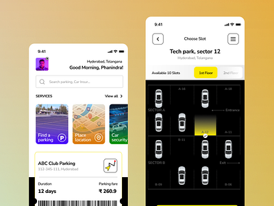 Parking app UI figma parking app ui ux xd