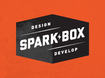 Sparkbox Identity black bolt custom lettering identity sparkbox