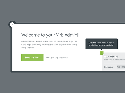 Welcome! modal onboarding ui virb welcome