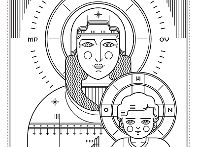 Holy Mother christ geometry illustration linework mary orthodox