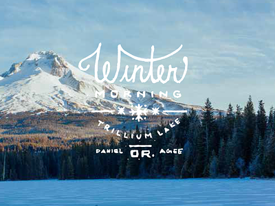 Winter Morning hand drawn lettering mountains no fonts snow winter