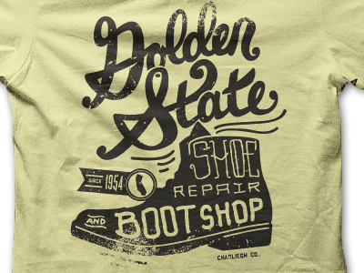 Golden State Shoe Repair boots custom type illustration shoes t shirt