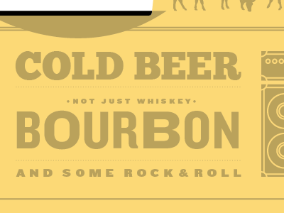 Not Just Whiskey beer bourbon drinking illustration marshall half stack rock and roll typography yellow