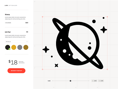 Lumi Kit Builder interface space stamps ui