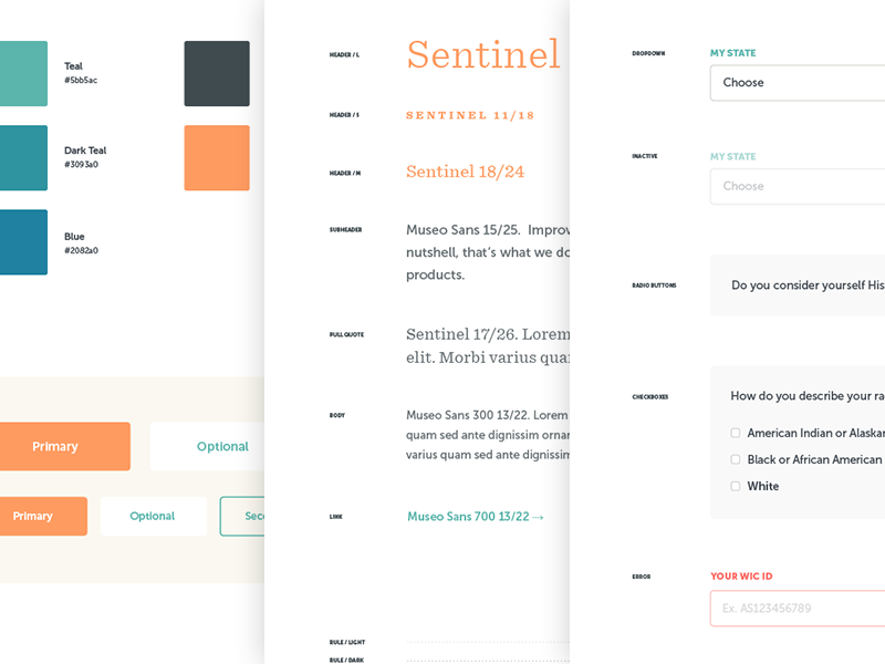 WIC Style Guide branding museo sentinel typography ui style