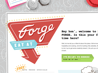 Eat at Forge courier interface ui web design