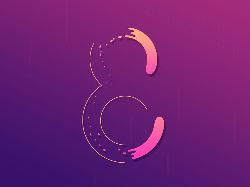 Eight animation c4d gradient number