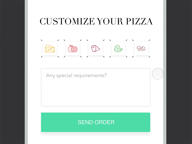 Button interaction animation button pizza principle toppings ui ux