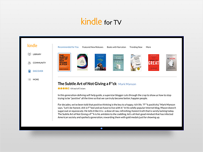 Kindle for TV books discover kindle recommended tv ui