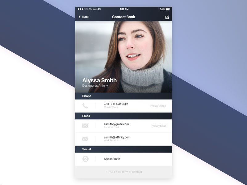 Contact Card UI by Ed Mendoza on Dribbble