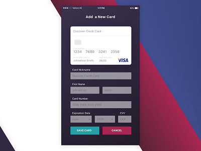 Digital Wallet UI card credit dailyui macaffinity mobile payment ui visa wallet