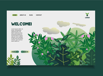 Flat nature landing page gradient layout