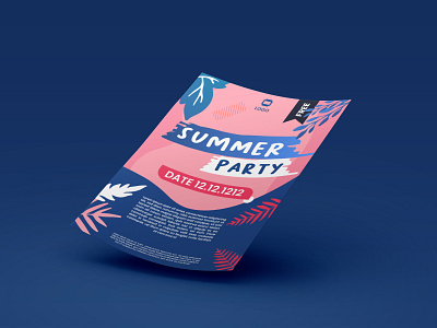 Poster summer party business display mockup papper poster