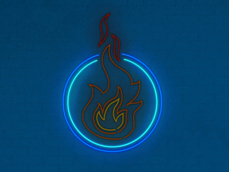 Hot hot hot fire firewall flame glow neon sign