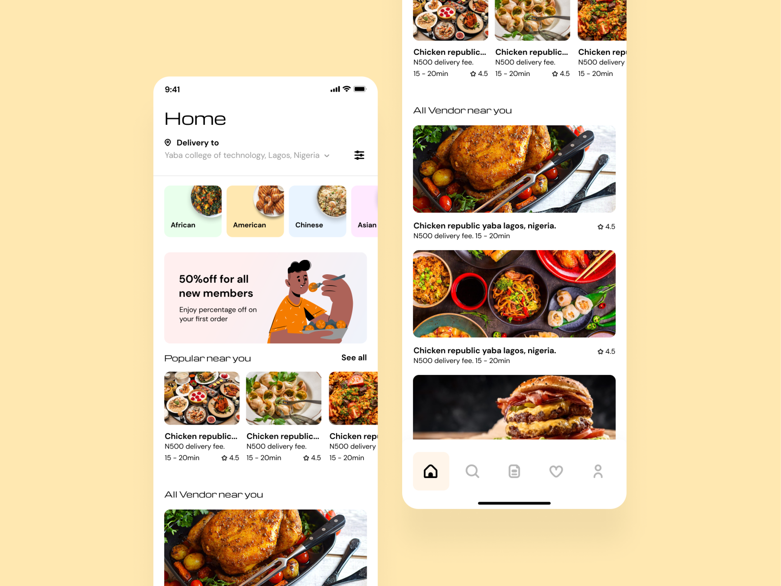 Food Delivery UI by Quincy Bello on Dribbble