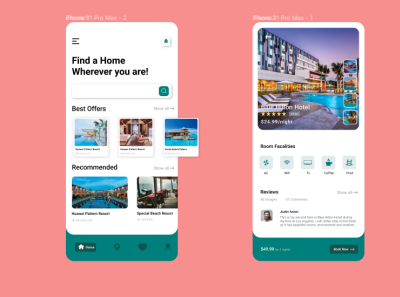 Clone UI for a hotel booking app