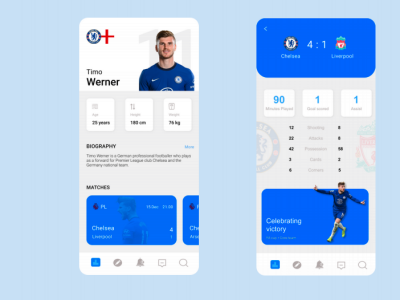 Football stats app UI design