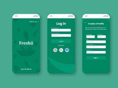 Grocery App- Sign Up and Login Page