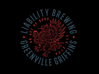 Badge Design for Liability Brewing badgedesign beer brewery brewing company crest griffin illustration linework logo seal